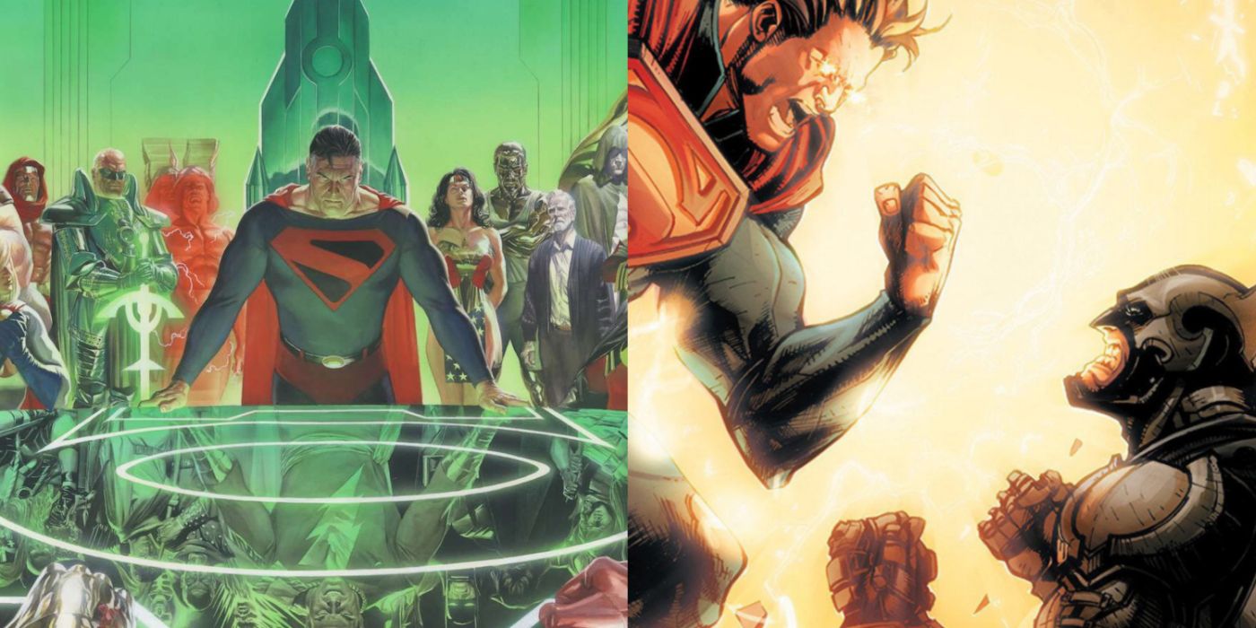 Superman leads the Justice League in Kingdom Come and Superman vs Batman in Injustice