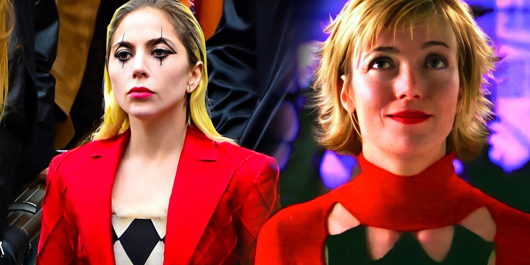 Lady Gaga's Harley Quinn from Joker 2 next to Mia Sara's Harley Quinn from TV's Birds of Prey