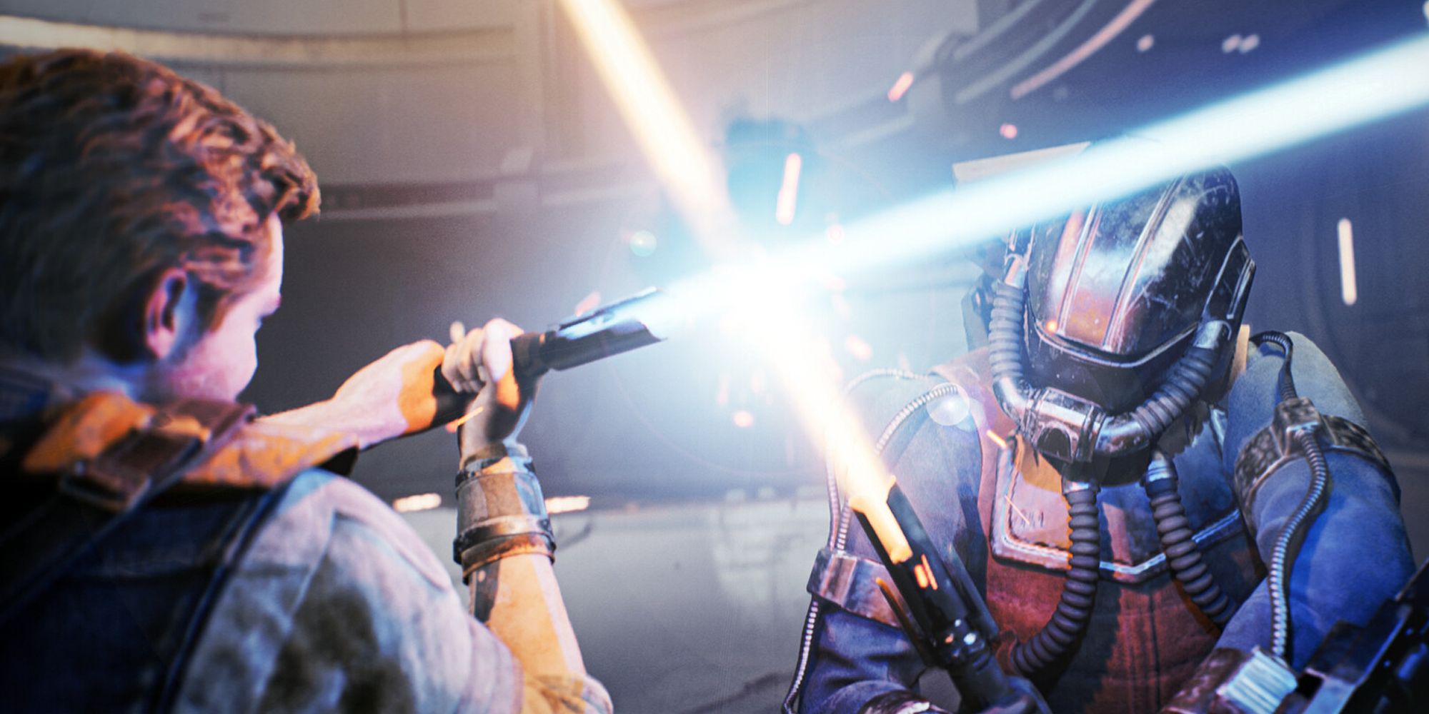 Cal engaged in a lightsaber duel in Star Wars Jedi: Survivor