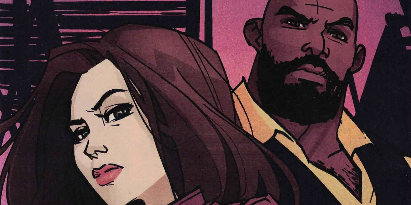 Luke Cage and Jessica Jones looking at the reader from Marvel Comics