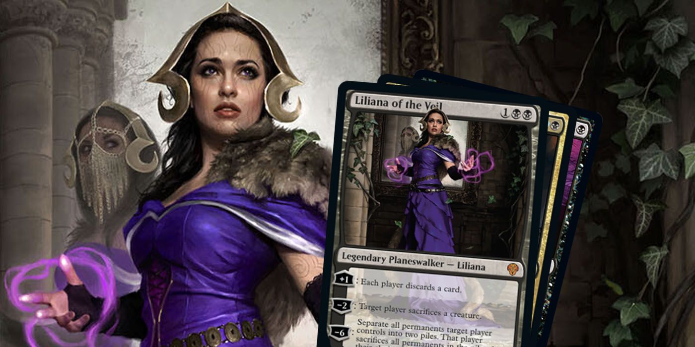 Magic the Gathering Liliana of the Veil Card Over Official Artwork