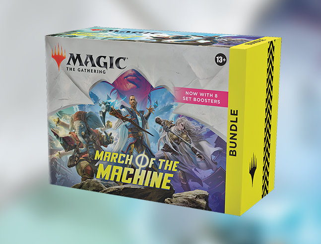 Anúncio da caixa do pacote Magic the Gathering March of the Machine