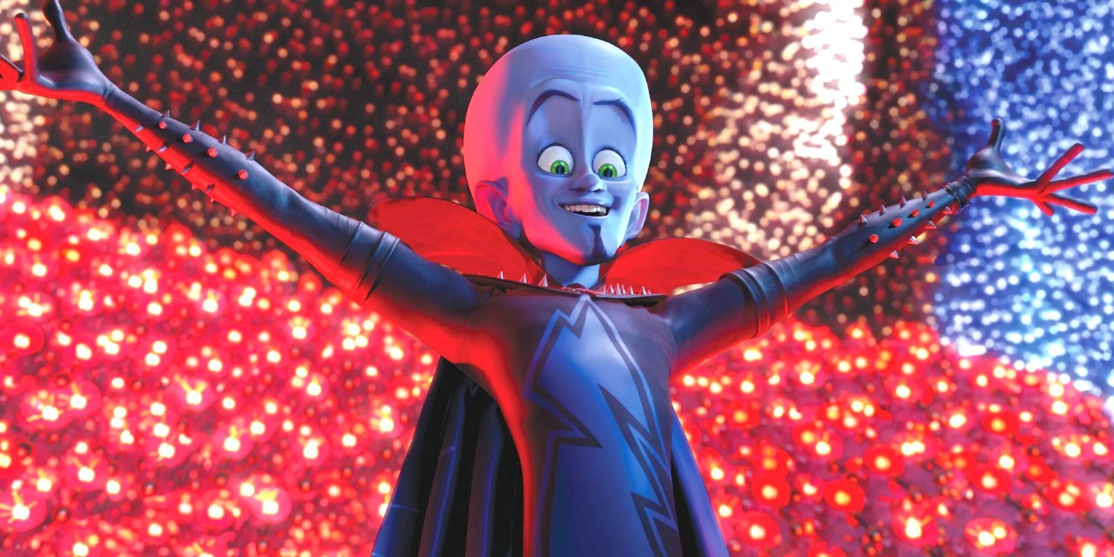 megamind surrounded by red lights