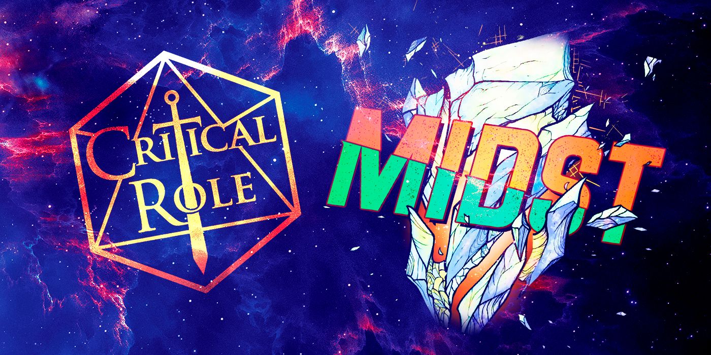 The Midst and Critical Role logos on a background of stars