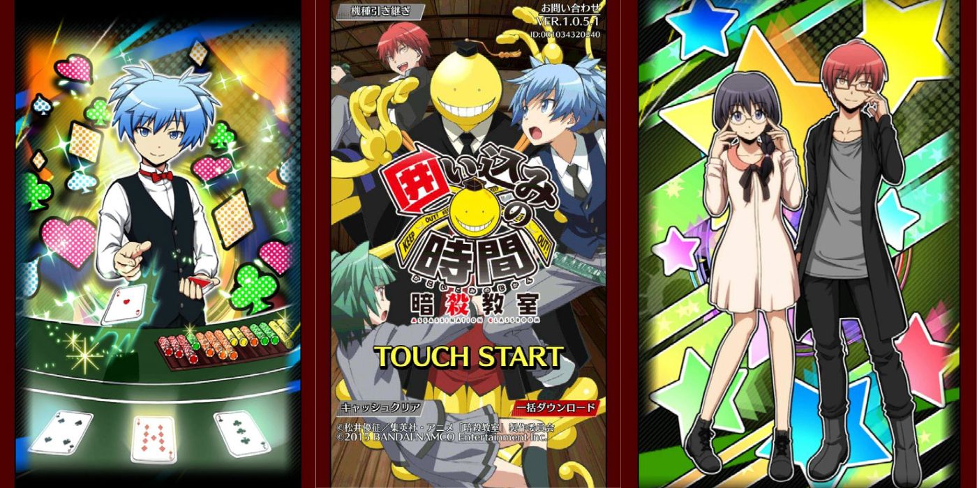 Screenshots from the official Assassination Classroom mobile game