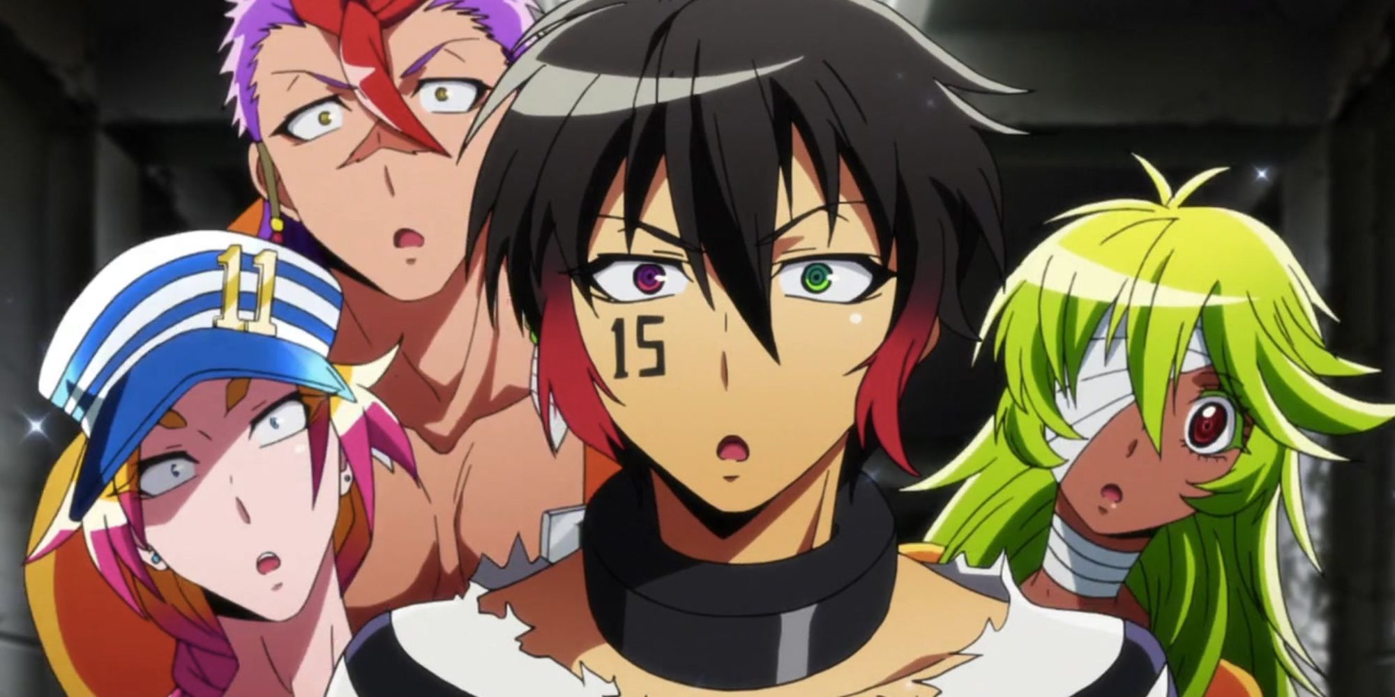 Nanbaka's Jyugo, Rock, Uno and Nico Appearing Surprised
