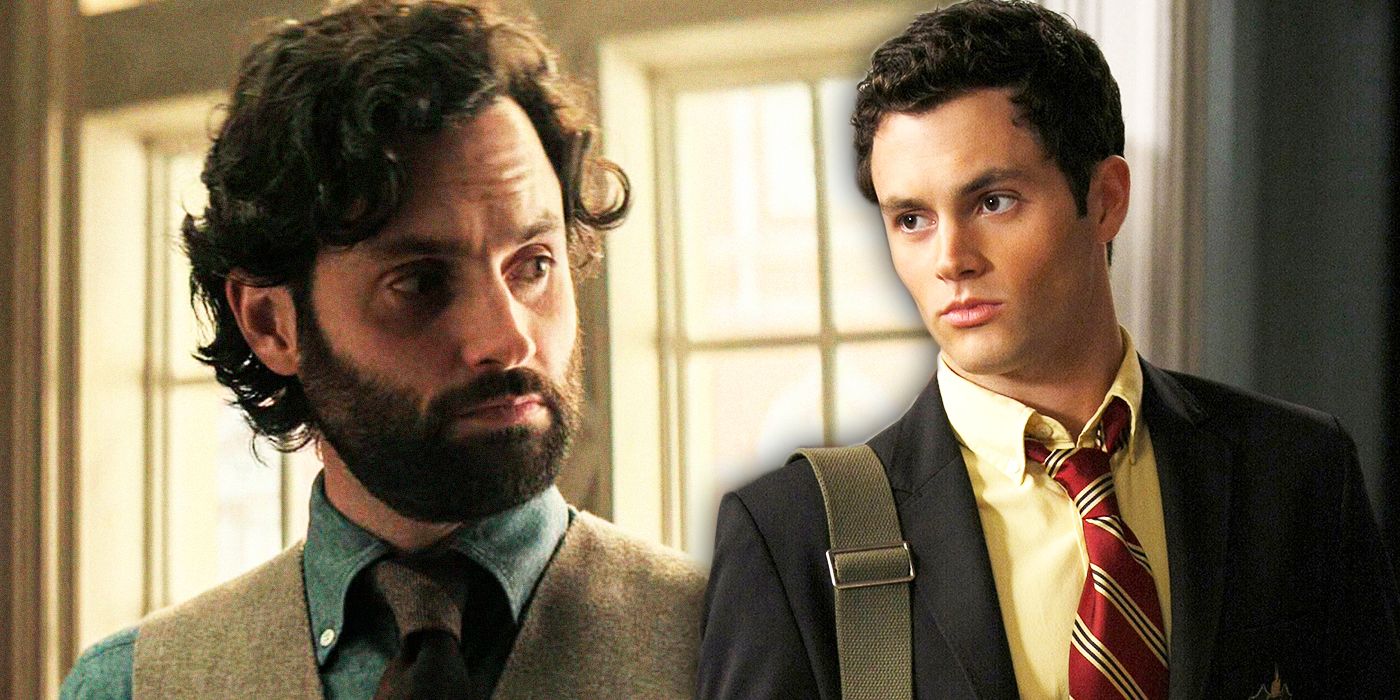 Penn Badgley's characters Joe Goldberg from You and Dan from Gossip Girl side by side