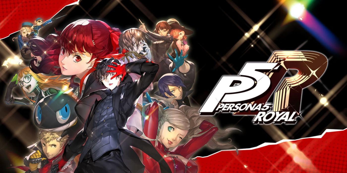 Arte principal de Persona 5 Royal com uma colagem chamativa do elenco principal.