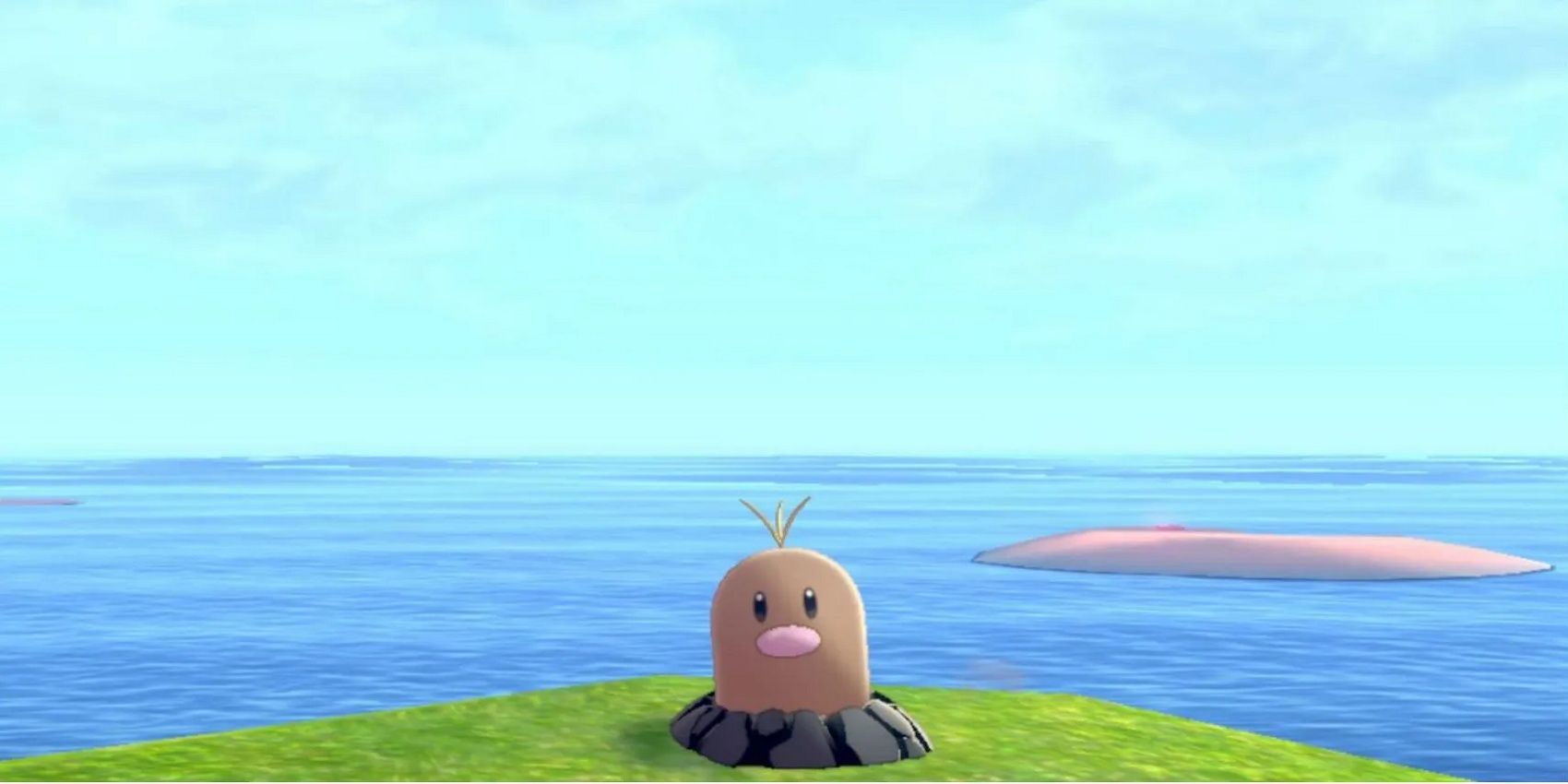 Alolan Diglett com um oceano ao fundo em Pokemon Scarlet e Violet