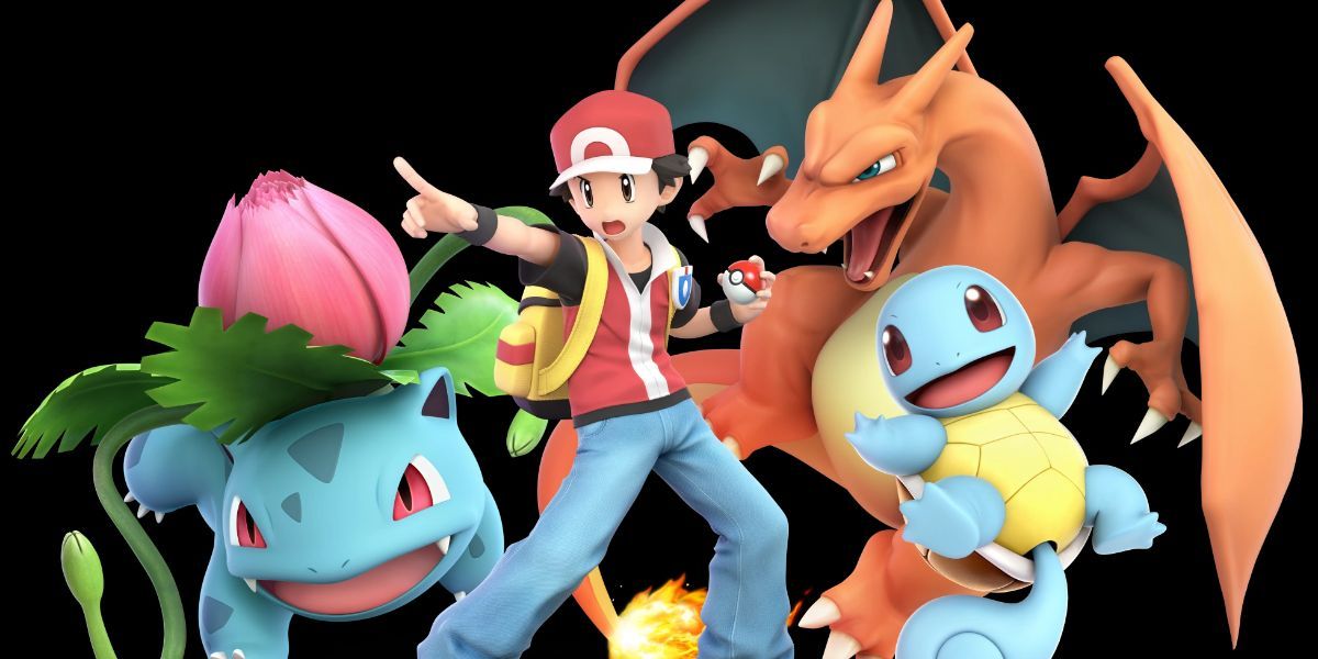 Pokémon Trainer, Charizard, Ivysaur e Squirtle de Super Smash Bros.