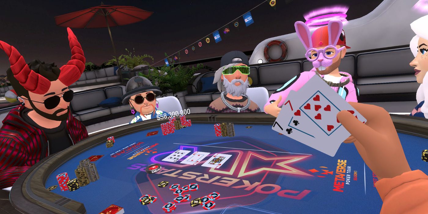 A player shows pocket 7s in Poker Stars VR