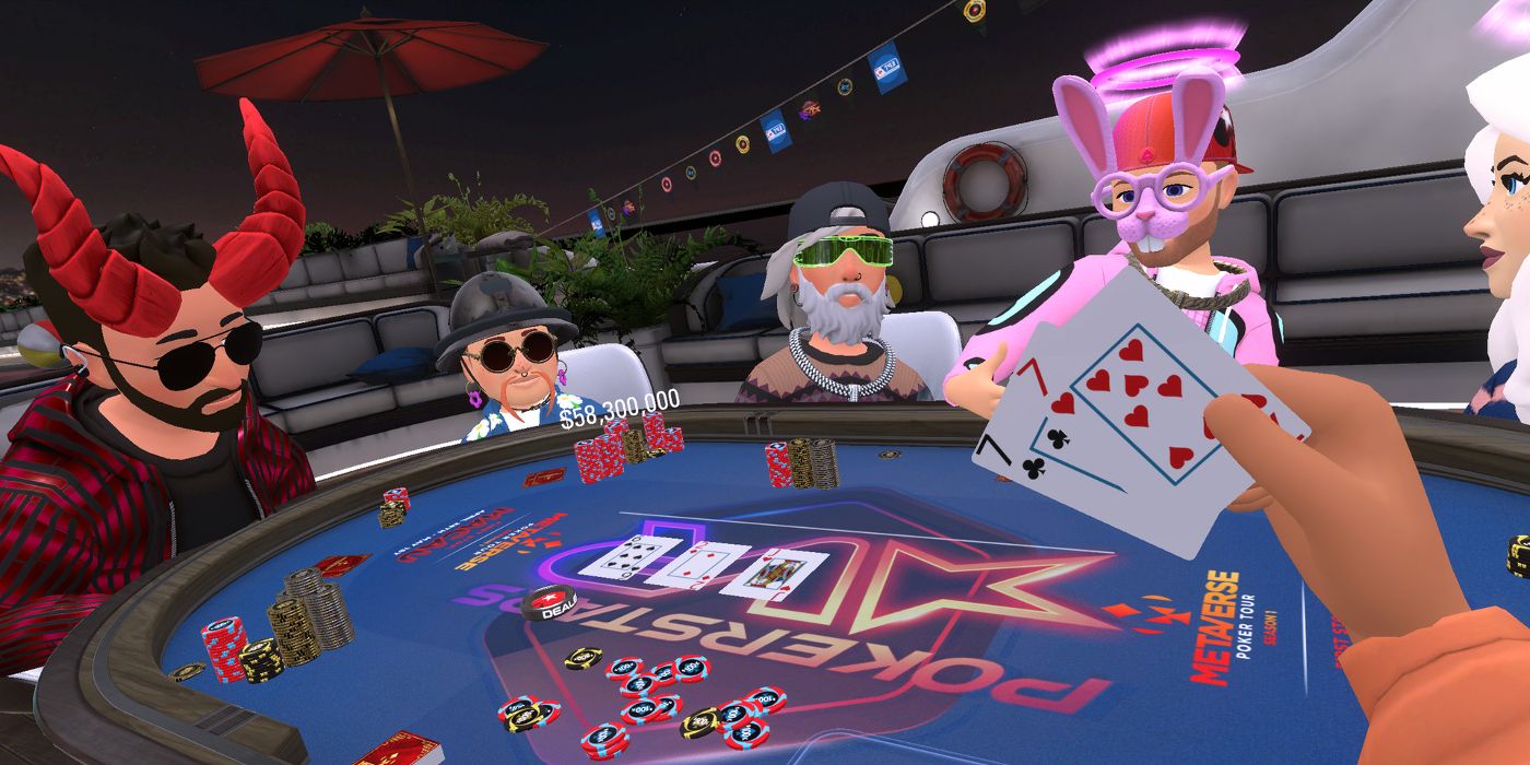 Um jogador mostra par de 7s no Poker Stars VR