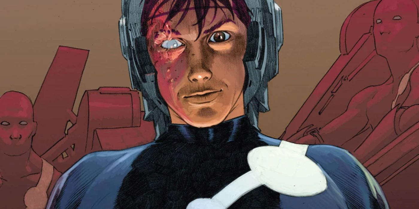 Ultimate Reed Richards as The Maker looking angry.