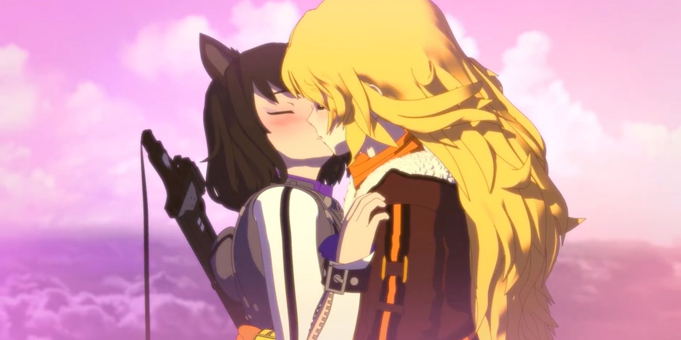 Blake Belladonna and Yang Xiao Long share their first kiss in RWBY Vol. 9, Episode 6