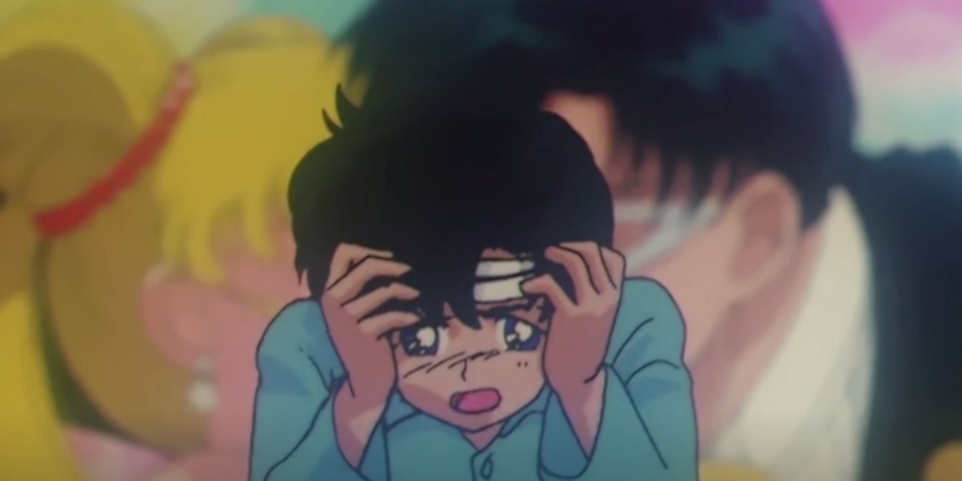A headache is had from lingering amnesia in Sailor Moon.