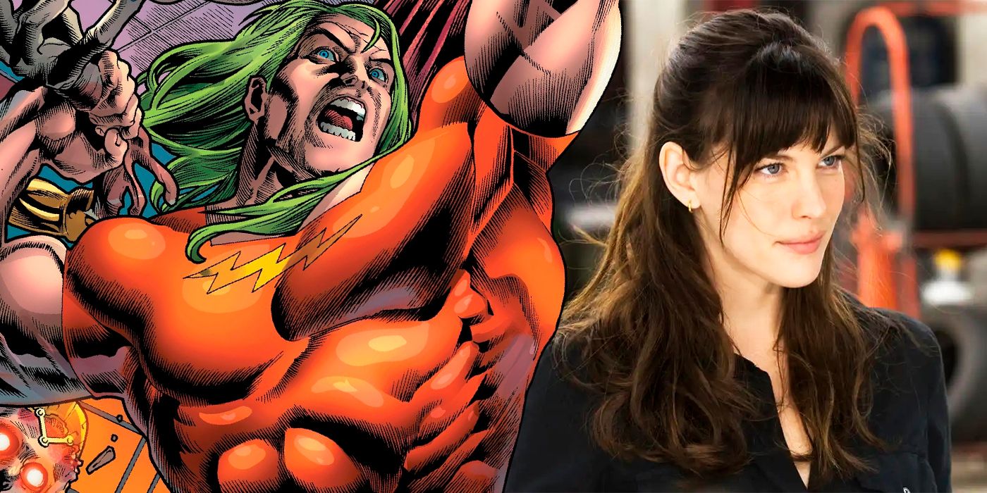 Liv Tyler as Betty Ross next to an image of Doc Samson from Marvel Comics. 