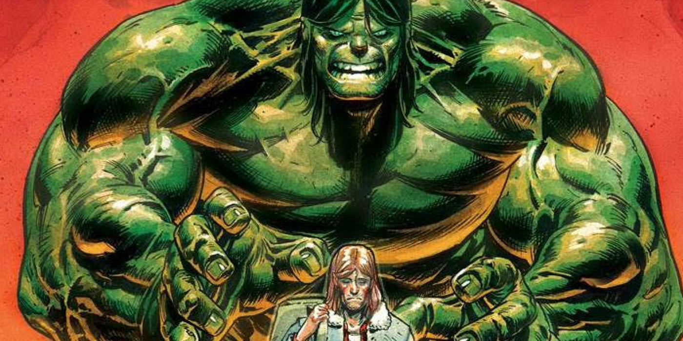 The Incredible Hulk looming over a small man in Marvel Comics