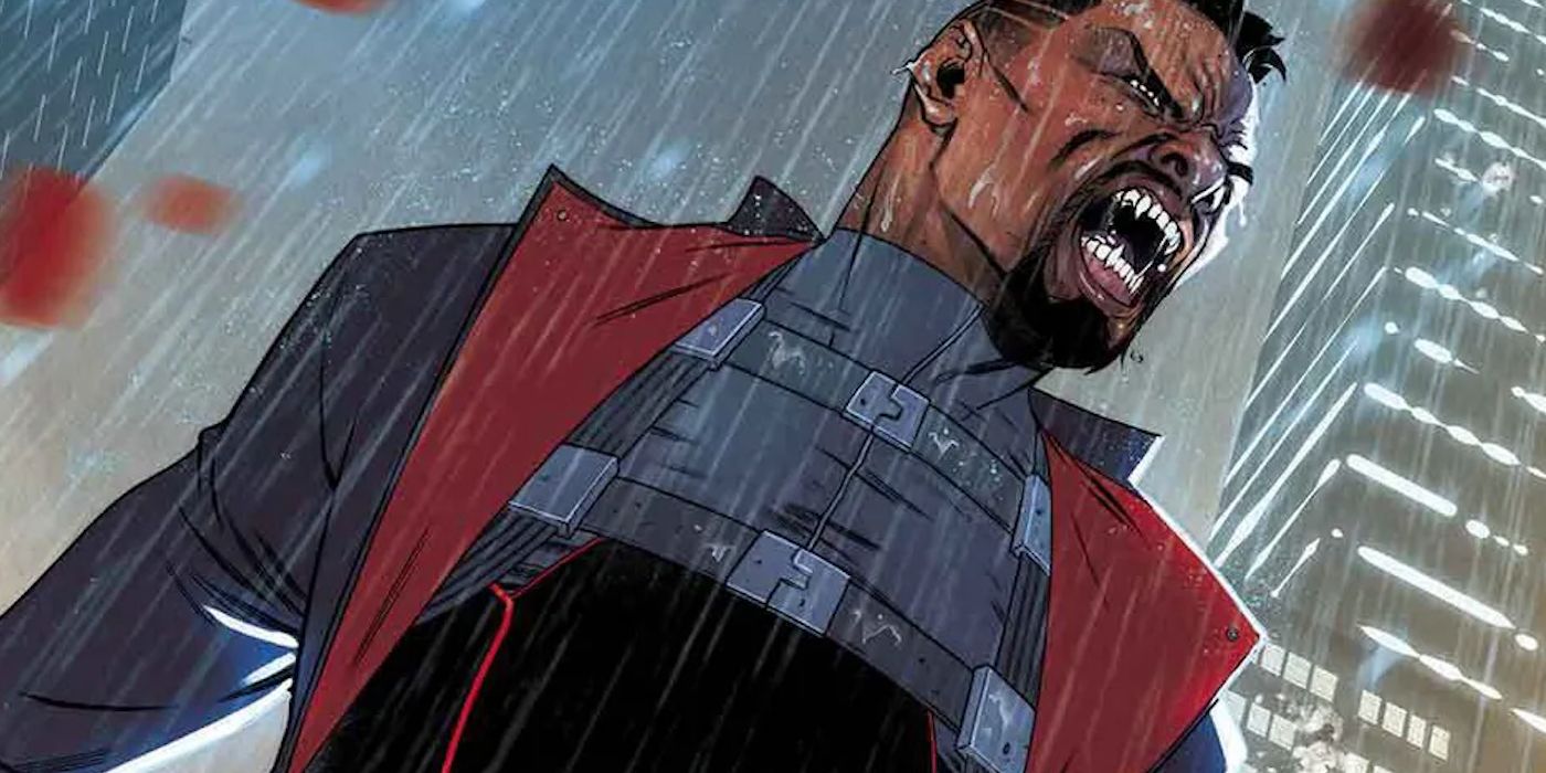 Blade yells in the rain in Vampire Hunter Returns ongoing comic by Bryan Hill