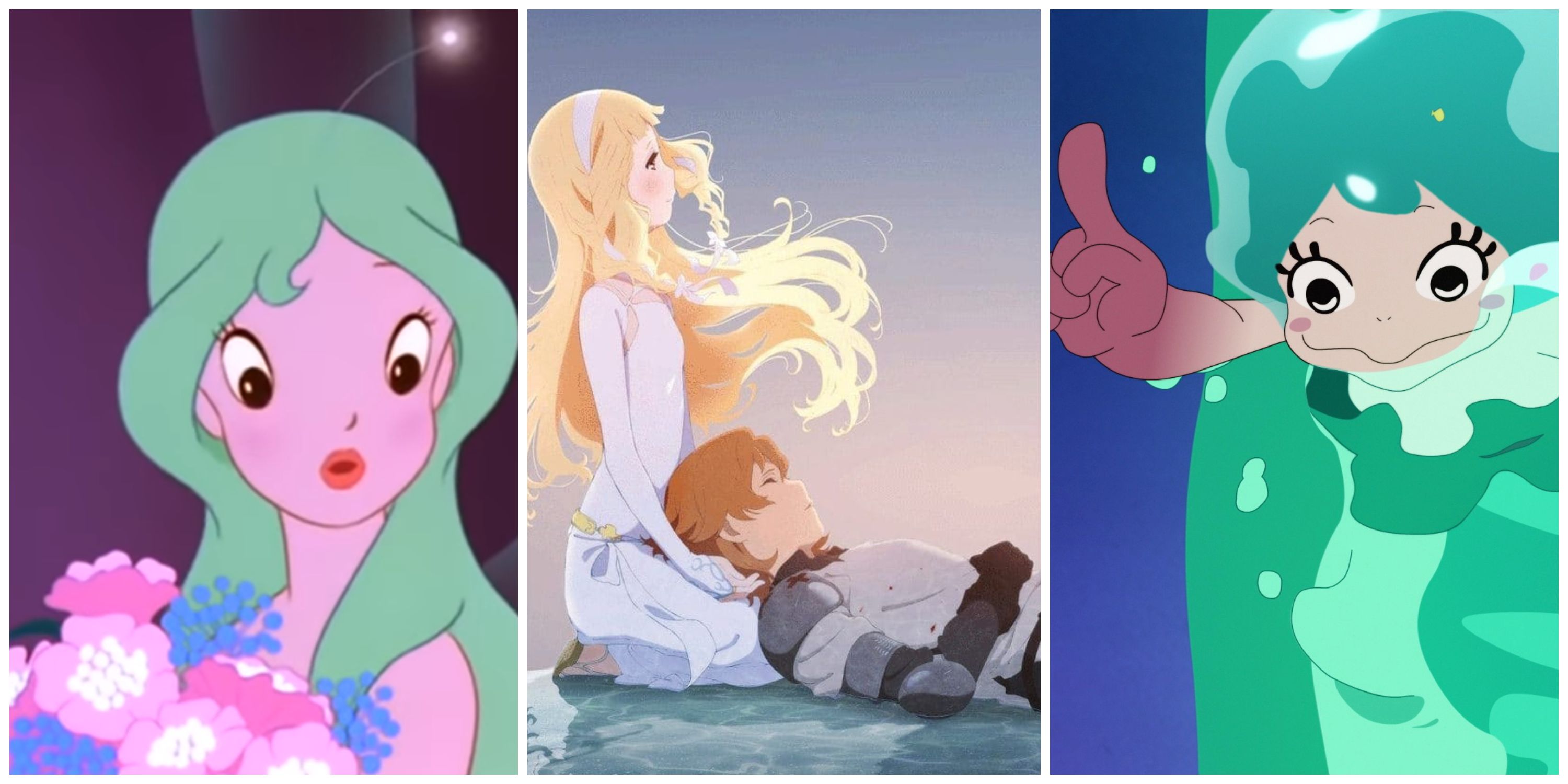Scenes from Sea Prince and Fire Child, Maquia When the Promised Flower Blooms, and Lu Over the Wall.