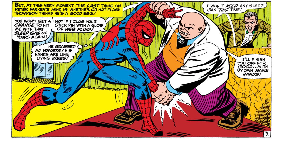 Spider-Man fighting the Kingpin from The Amazing Spider-Man #52.