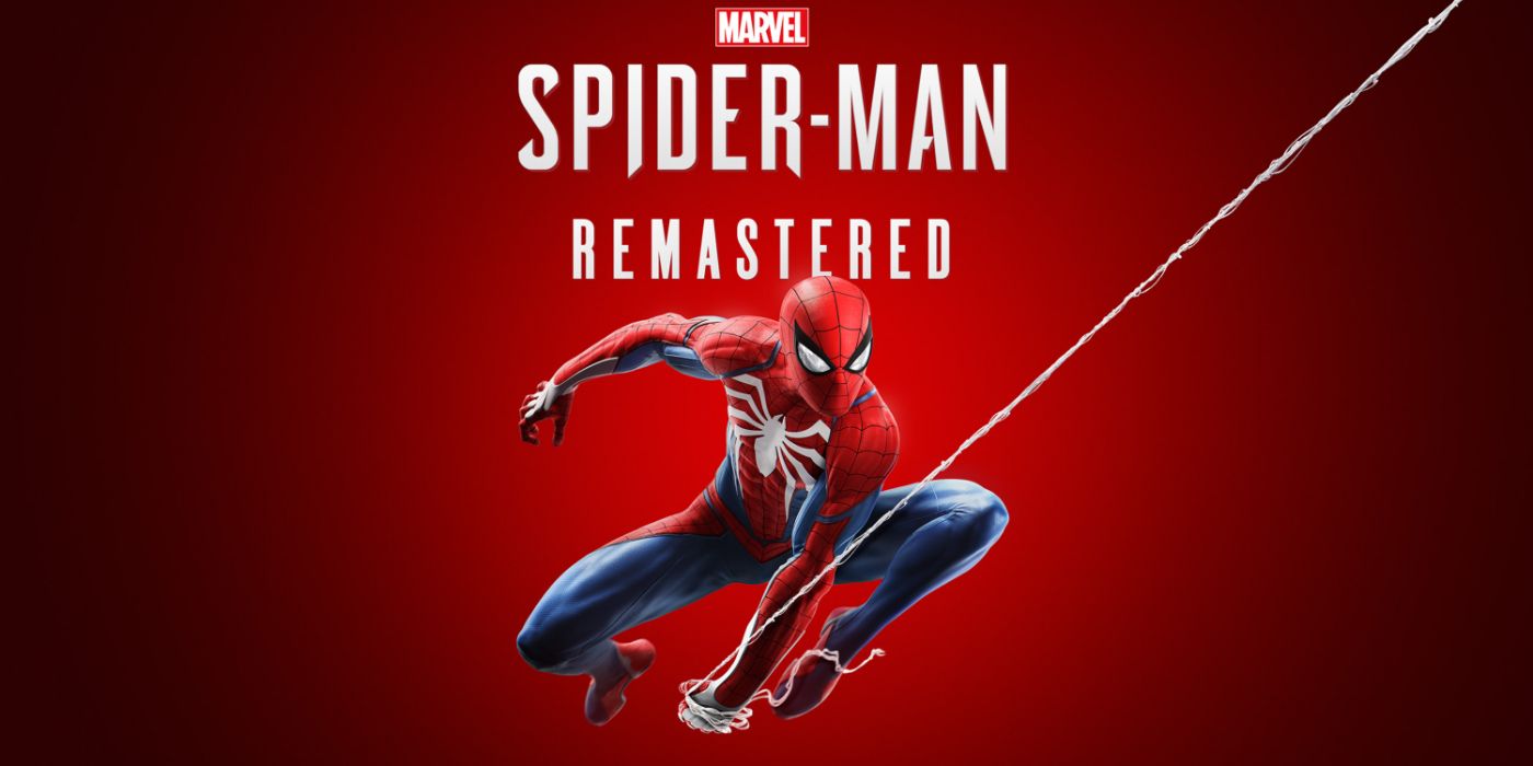 Arte promocional remasterizada do Homem-Aranha com o herói titular balançando em sua teia.