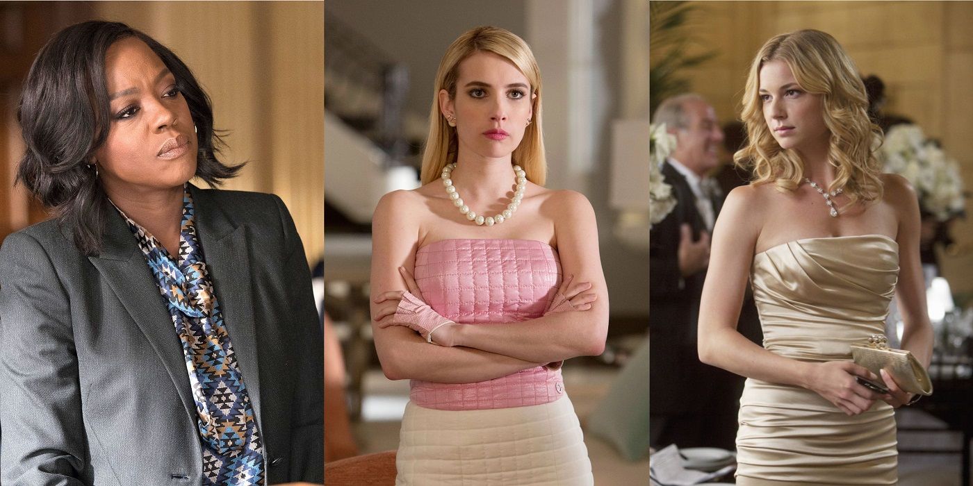 Split Image of How to Get Away with Murder, Scream Queens, and Revenge characters
