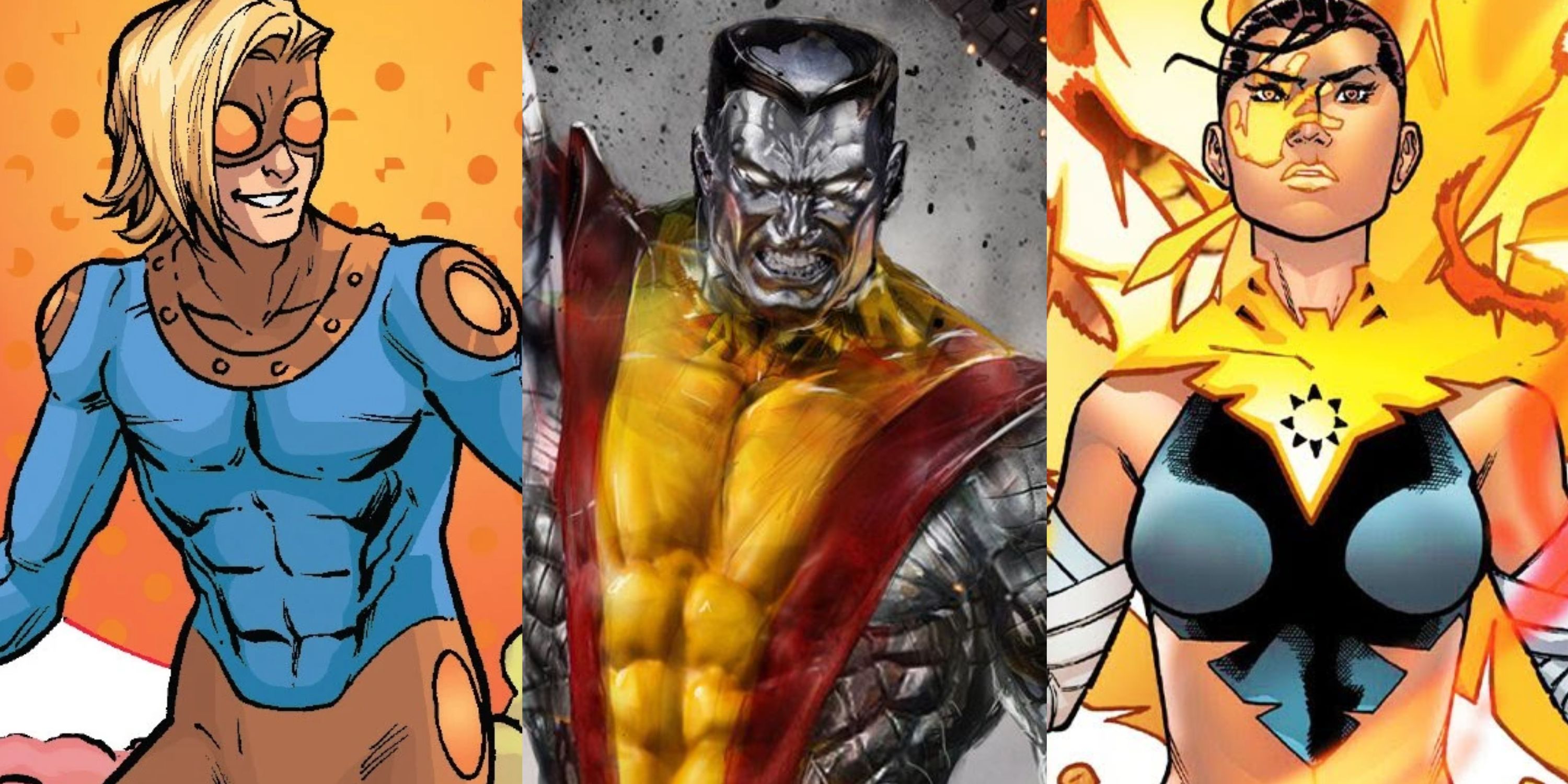 Split image of Speedball, Colossus and Echo from Marvel Comics