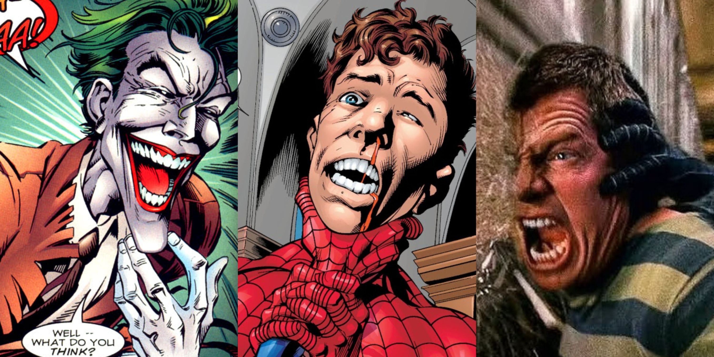 Split image of villains Spider-Man wanted to kill like Joker and Sandman