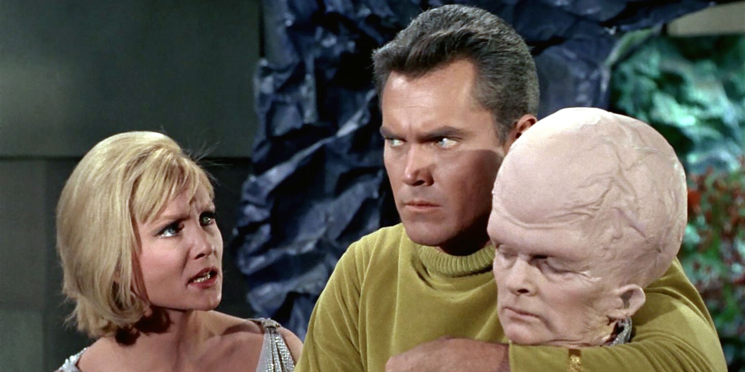 Jeffrey Hunter as Christopher Pike in the Star Trek pilot, The Cage