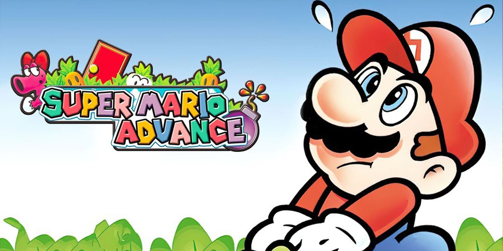 Mario se esforça para colher um vegetal.