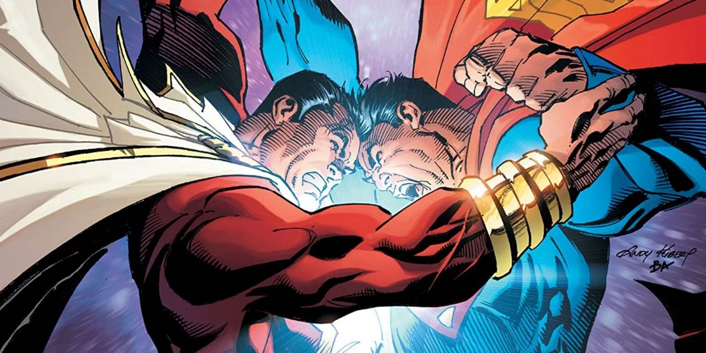 Shazam and Superman clash in Superman Vs Shazam