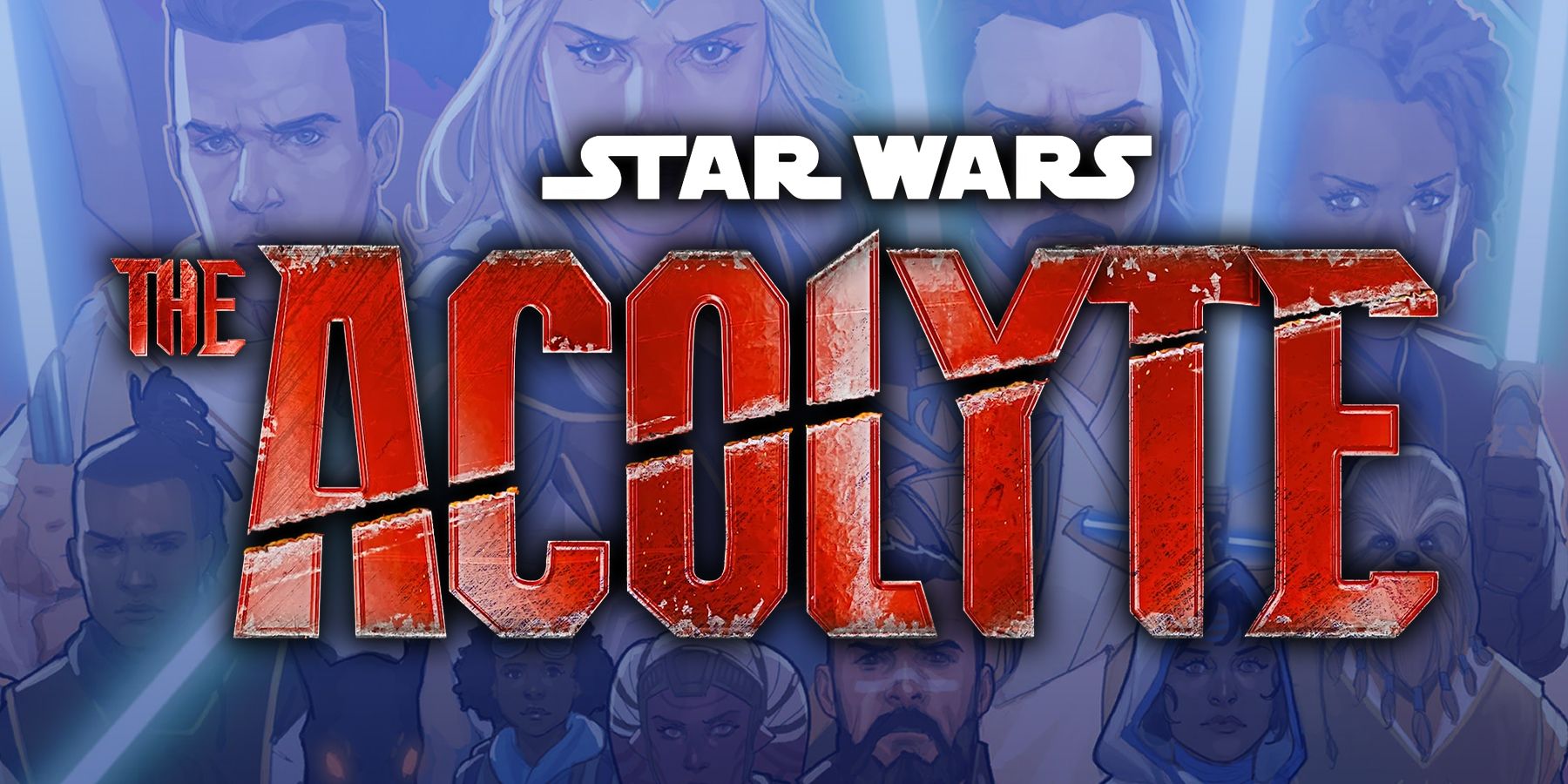 The Star Wars Acolyte logo sits atop an illustration of Jedi from the High Republic era. 