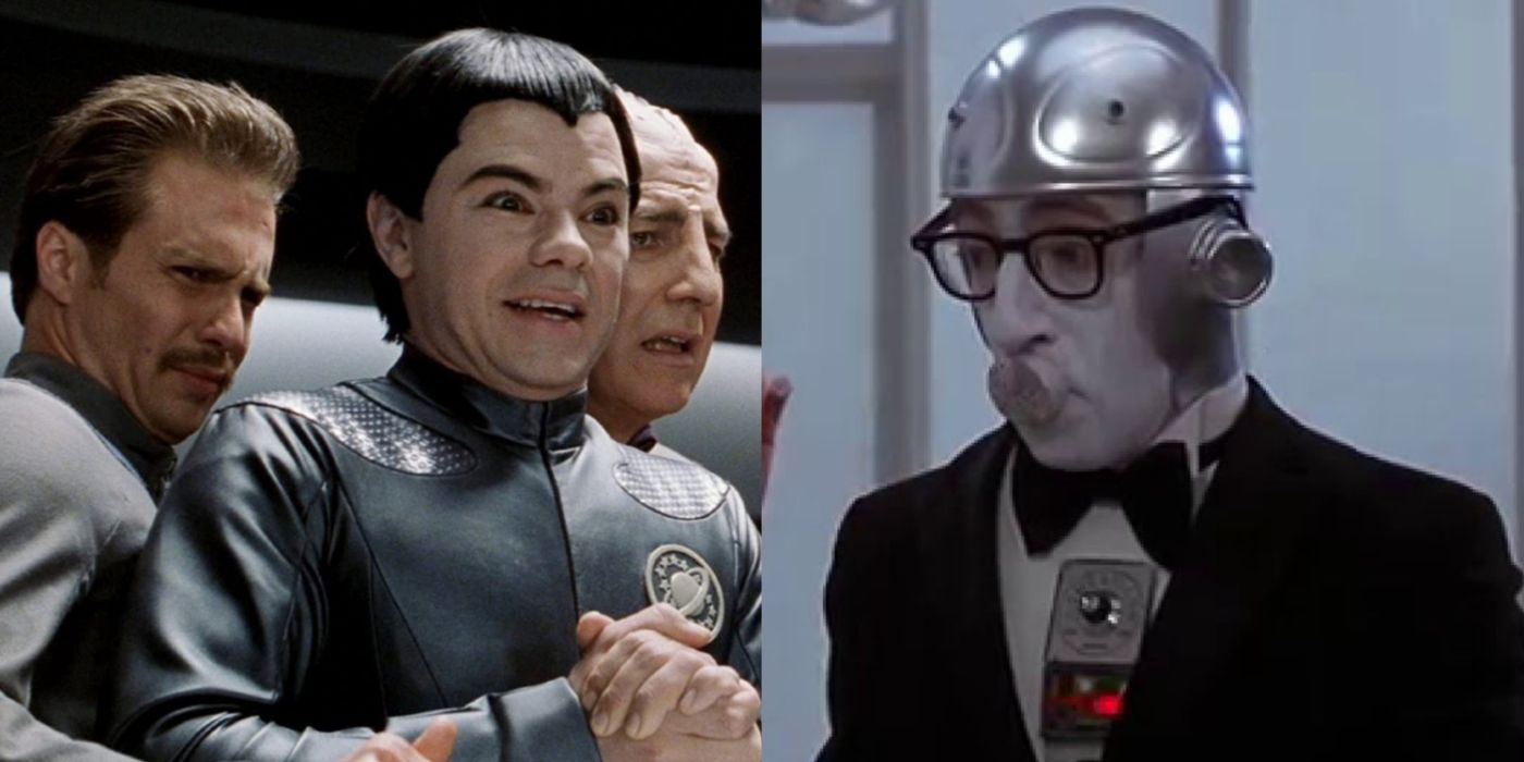 Split image showing scenes from the sci-fi movies, Galaxy Quest and 