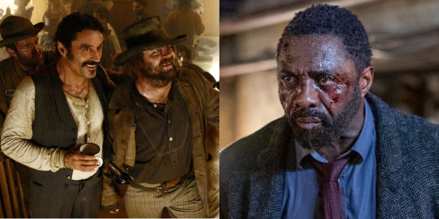 Split image showing scenes from Deadwood: The Movie and Luther: Fallen Sun