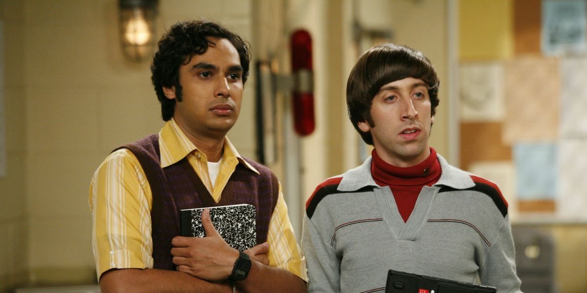 Raj and Howard stare at a girl on The Big Bang Theory