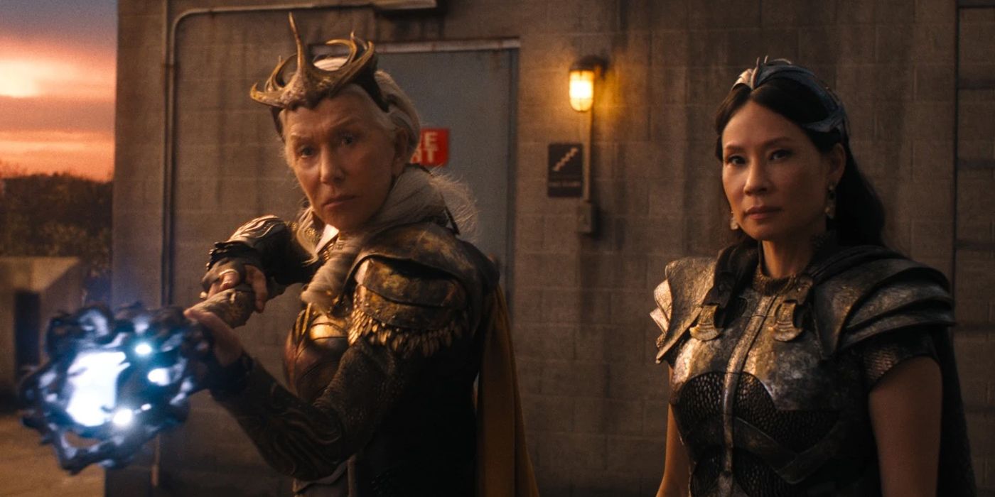 The Daughters of Atlas holding the Staff of Gods from Shazam Fury of the Gods