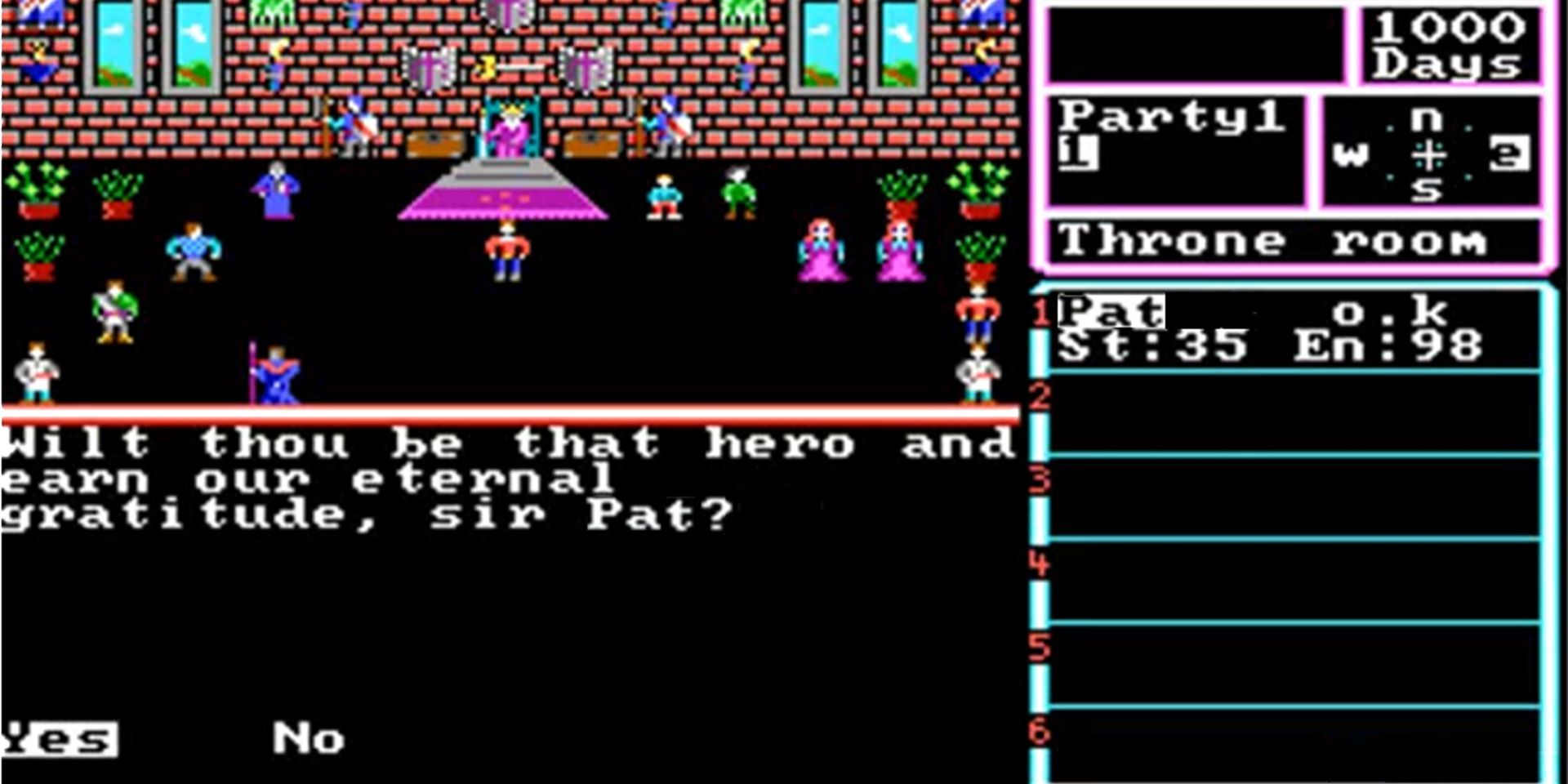 The player is given a quest by the king in The Magic Candle.