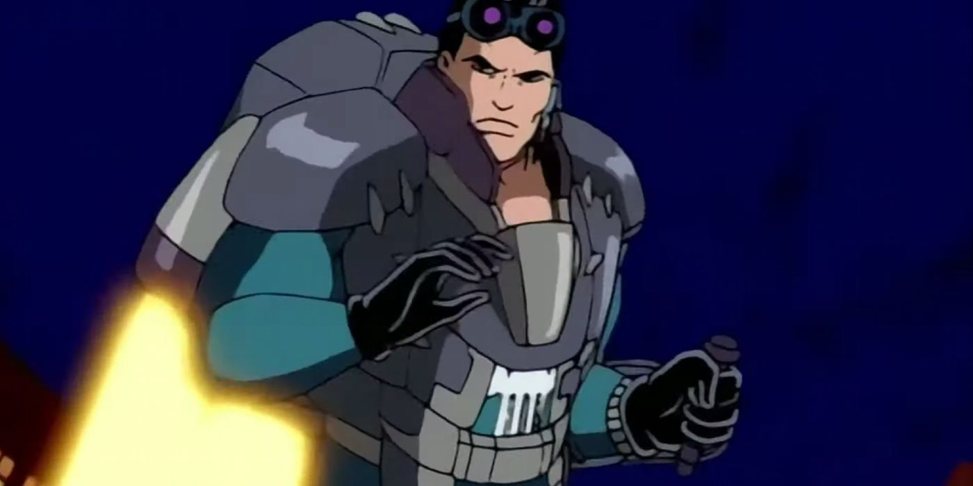 The Punisher uses a jetpack in Spider-Man: The Animated Series.