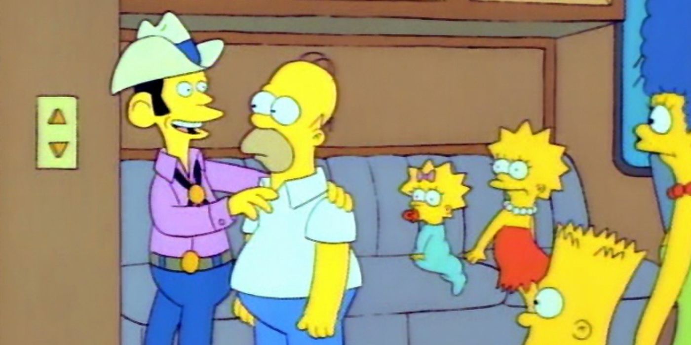 The Simpsons' Cowboy Bob shows the Simpson family an expensive RV