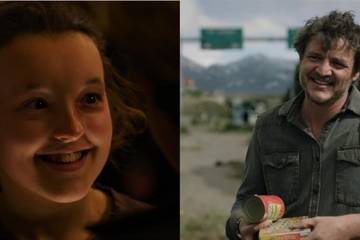 Two panel of Ellie and Joel in The Last of Us 