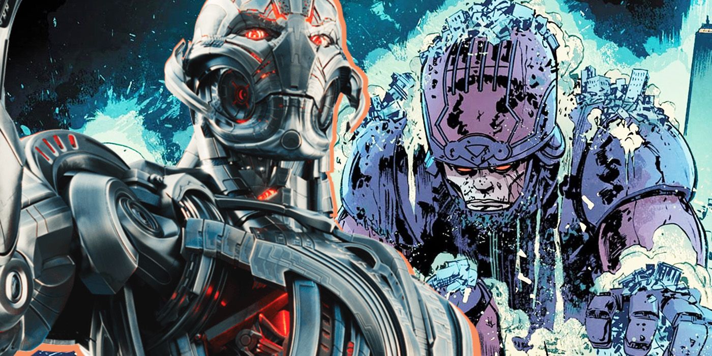 Ultron next to an image of Master Mold from Marvel Comics