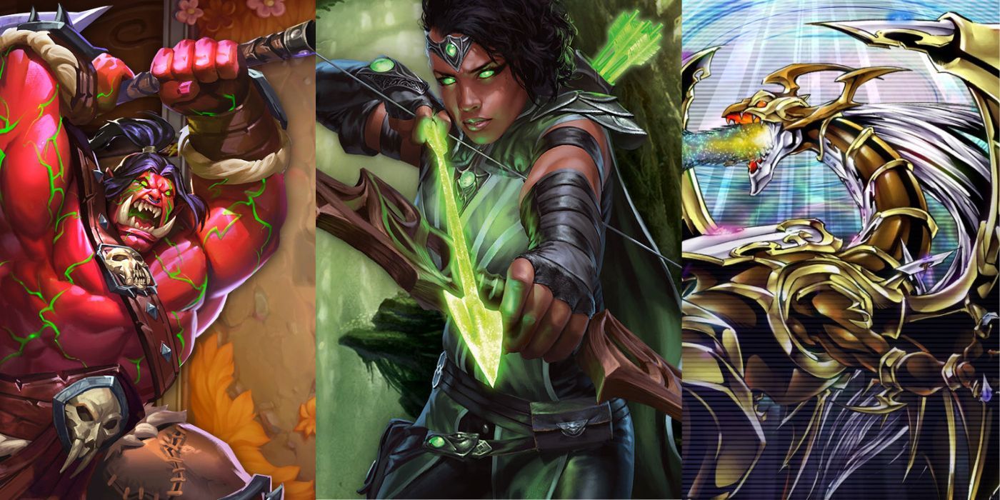 TCG banner featuring artwork from Hearthstone, Magic: The Gathering Arena, and Yu-Gi-Oh! Master Duel