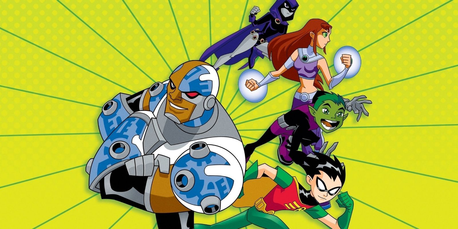 The Teen Titans posing their original animated series designs