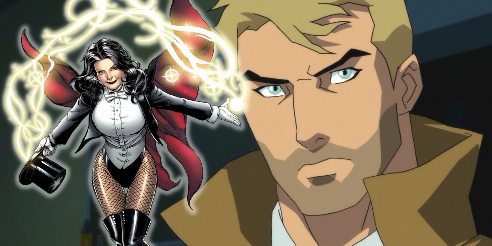 Zatanna casting a spell next to Constantine - DC characters