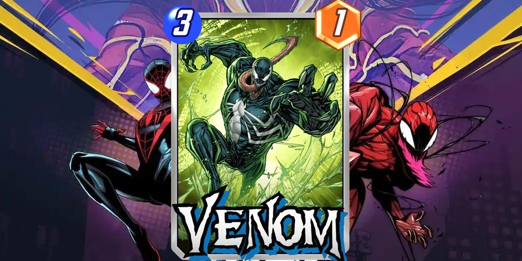 O cartão Marvel Snap de Venom mostra ele avançando em direção ao espectador.