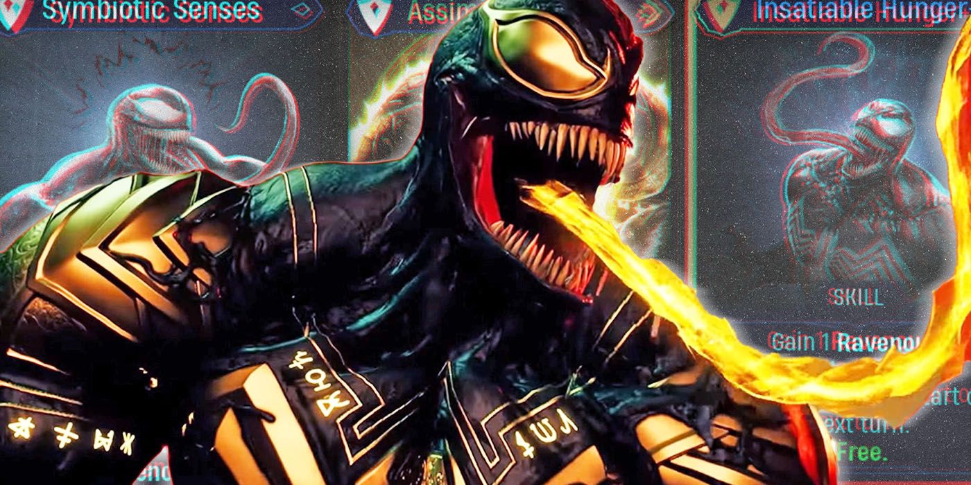 Venom in Marvel's Midnight Suns with card background