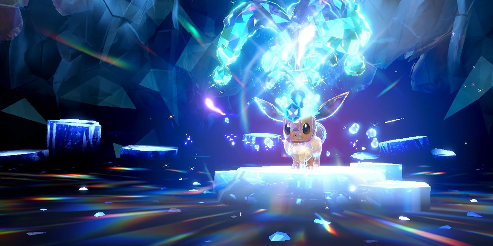 Eevee com Water Tera em Pokemon Scarlet e Violet.