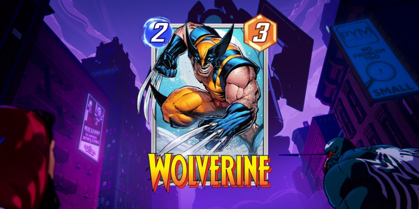 Cartão de Wolverine contra arte promocional para Marvel Snap.