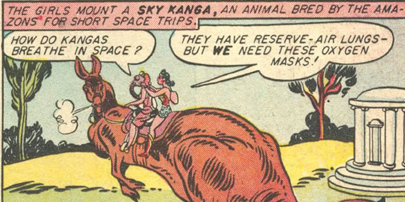 Wonder Woman rides a Kanga in DC Comics