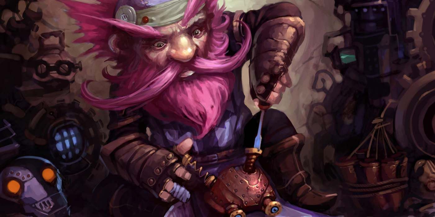 Gnomish Engineer from World of Warcraft and Hearthstone Tinkering with Invention
